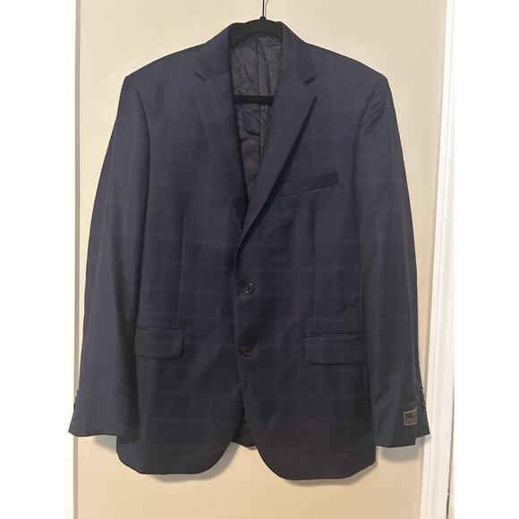 NWT Jos A Bank Reserve Blazer Mens 42L Blue Plaid Wool Cashmere Sport Coat - Picture 1 of 13
